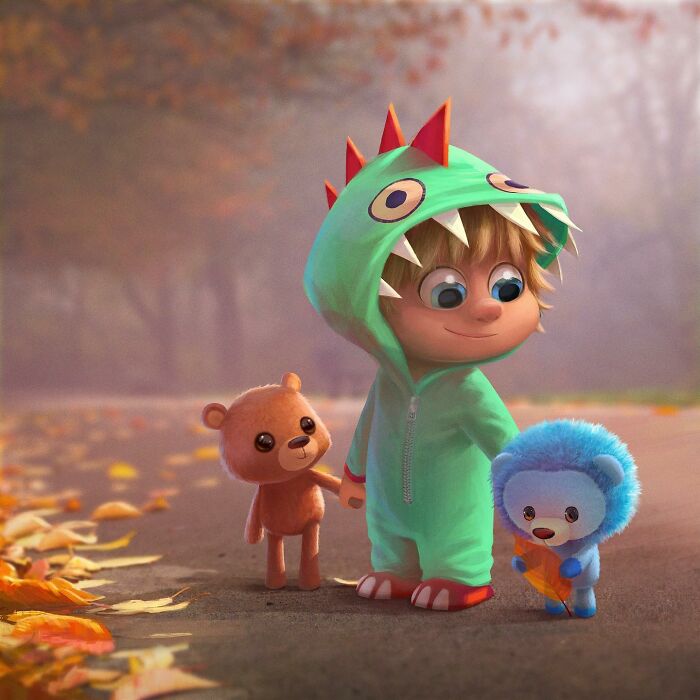 Illustration Of A Kid With His Toys