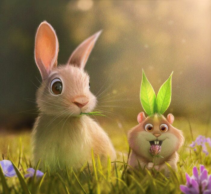 Illustration Of A Rabbit And A Hamster