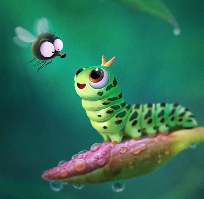 Illustration Of A Worm And A Fly