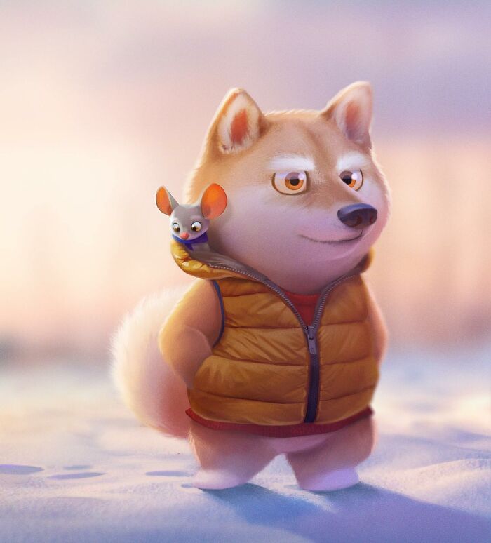 Illustration Of A Dog And A Mouse