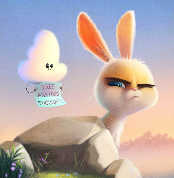 Illustrations Of A Rabbit And A Cloud