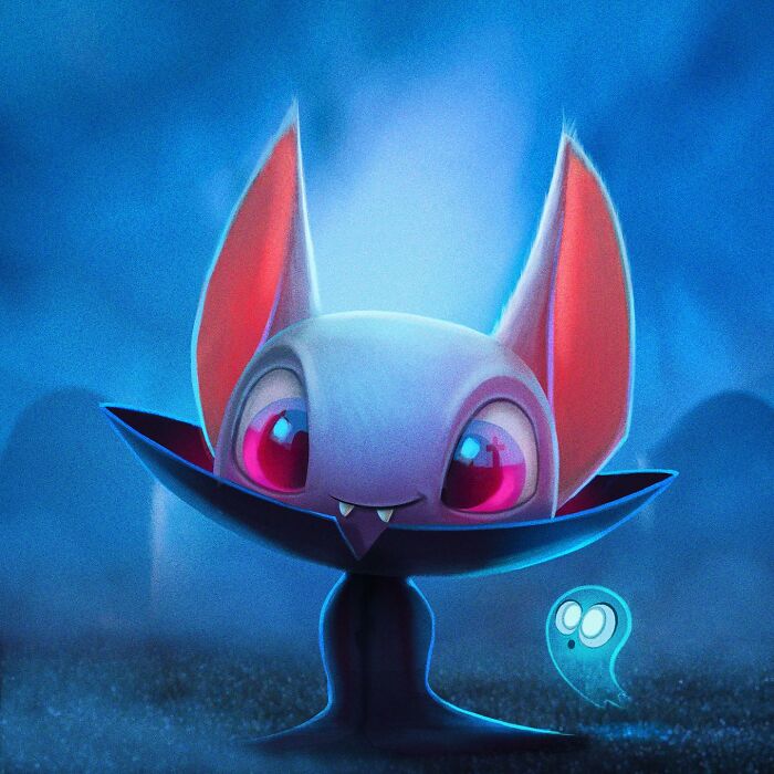 Illustration Of A Vampire And A Ghost