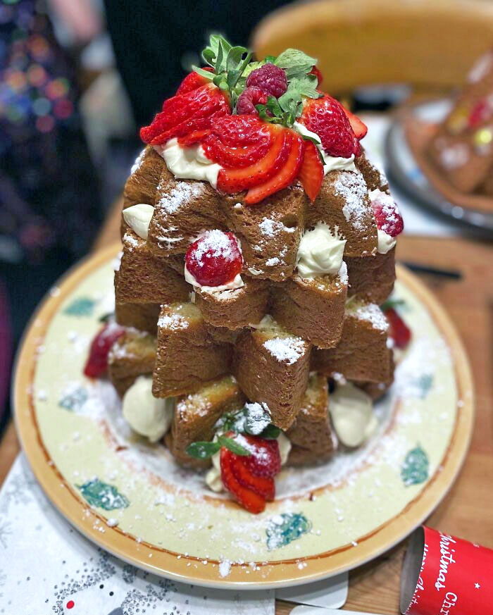 Homemade Lemon Cream And Strawberry Panettone My Sister Made For Christmas Day