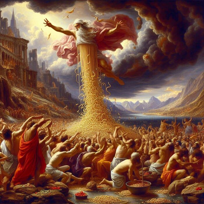 Ancient Cincinnati As God Pours Noodles In Chili For The First Time