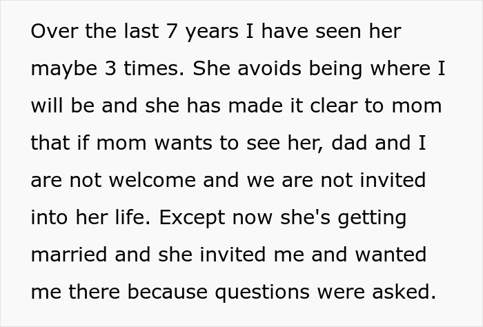 Half-Sister Who’d Rather Pretend Her Sibling Doesn’t Exist Requests She Attend Her Wedding Half-Sister Who’d Rather Pretend Her Sibling Doesn’t Exist Requests She Attend Her Wedding