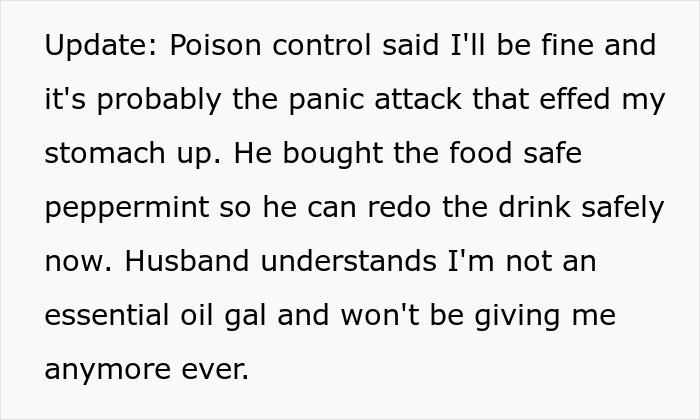 Husband Uses Essential Oil Instead Of Actual Peppermint In Wife&rsquo;s Gift, She Has A Panic Attack