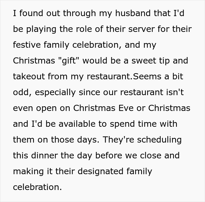 "You Are The Help": Woman Shares In-Laws Planned For Her To Serve Them During Christmas Dinner "You Are The Help": Woman Shares In-Laws Planned For Her To Serve Them During Christmas Dinner