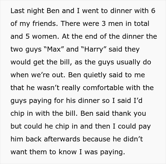 Woman Refuses To Let BF Pretend He Paid For Dinner To 'Save Face', Asks If She Was Wrong Woman Refuses To Let BF Pretend He Paid For Dinner To 'Save Face', Asks If She Was Wrong