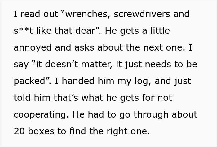 "That&rsquo;s What He Gets For Not Cooperating": Wife Gets Revenge On Husband On Moving Day