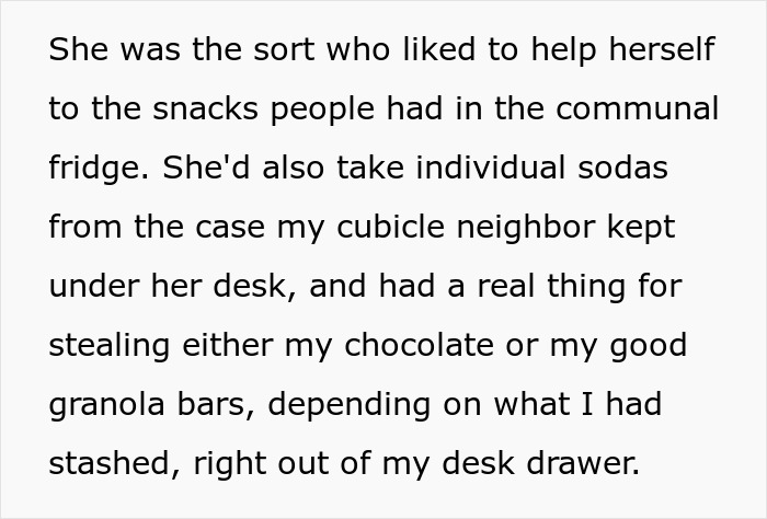 Woman, Notorious For Stealing Workers&rsquo; Snacks, Gets Brutally Shamed At Work Party