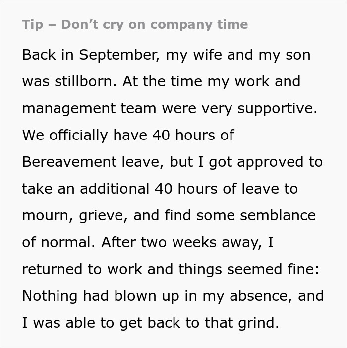 Employee Loses Baby, Boss Tells Him Not To Cry While The Clock Is On