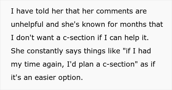 Woman Shares Her Delusional Parents Want Her To Have A C-Section So It Will Fit Their Plans