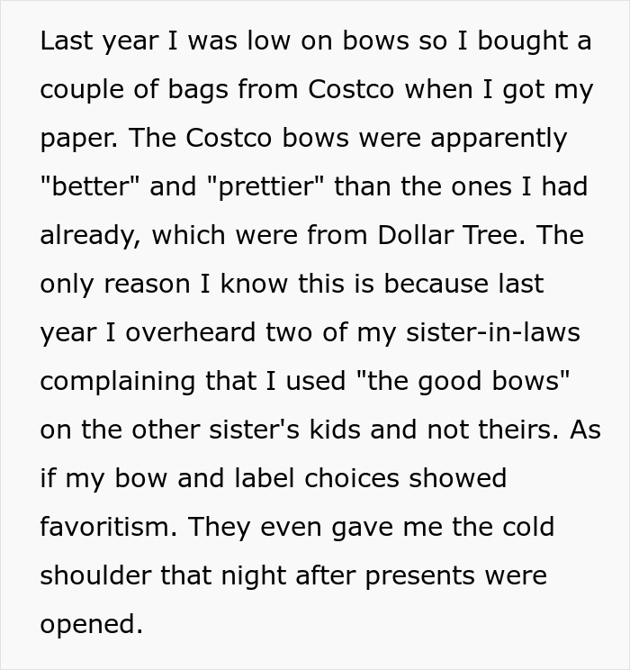 &ldquo;No One Gets Bows This Year&rdquo;: Woman Takes Petty Revenge On Entitled SILs