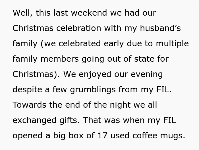 “You Clearly Wanted Them”: Family Gets Petty Revenge On Grumpy FIL By Gifting Him 17 Used Mugs “You Clearly Wanted Them”: Family Gets Petty Revenge On Grumpy FIL By Gifting Him 17 Used Mugs