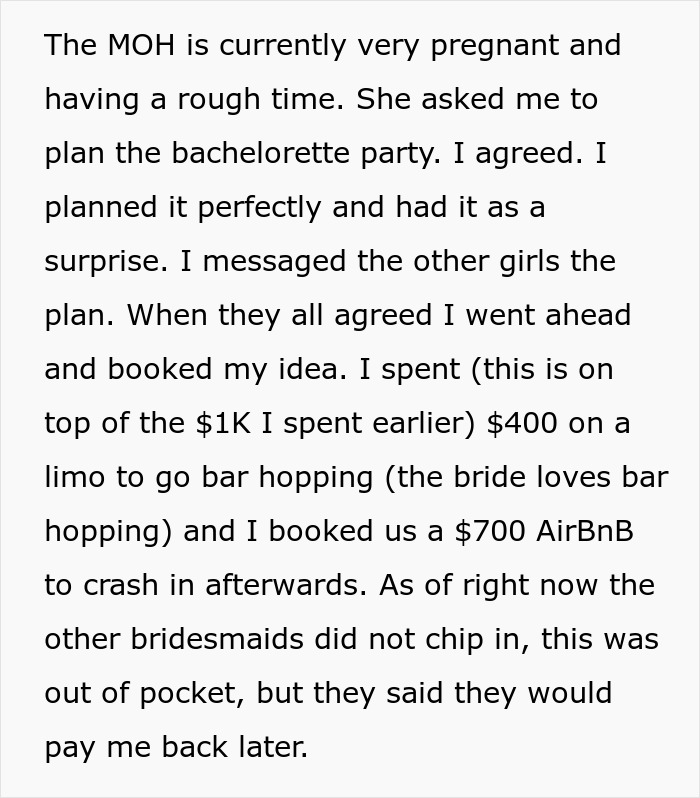Bride 'Fires' Her Bridesmaid Who Paid For The Bachelorette Party, So She Cancels Everything