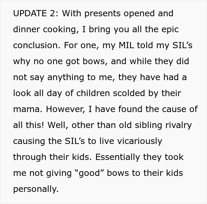 &ldquo;No One Gets Bows This Year&rdquo;: Woman Takes Petty Revenge On Entitled SILs