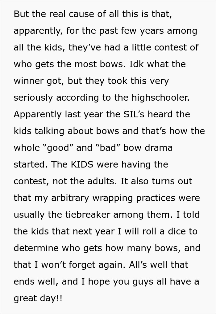 &ldquo;No One Gets Bows This Year&rdquo;: Woman Takes Petty Revenge On Entitled SILs