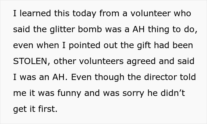 &ldquo;AITAH For Making A Glitter Bomb Gift That Was Stolen?&rdquo;