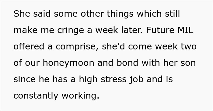 Bride-To-Be Is Forced To Tell Her Mother-In-Law Why She Can’t Come On Their Honeymoon Bride-To-Be Is Forced To Tell Her Mother-In-Law Why She Can’t Come On Their Honeymoon