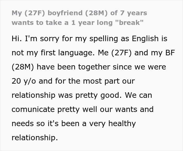 Girlfriend Doesn&rsquo;t Want To Wait After Man Asks To Take A Year-Long &lsquo;Break&rsquo; From Their Relationship
