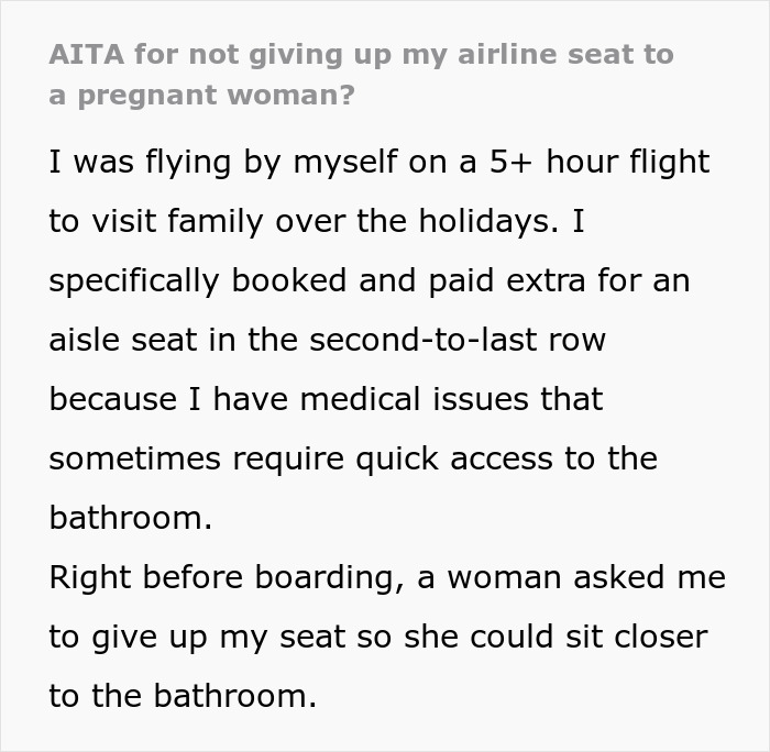 Flight Attendants Refuse To Mediate When Pregnant Woman Demands To Swap Seats, Man Says He Needs It Flight Attendants Refuse To Mediate When Pregnant Woman Demands To Swap Seats, Man Says He Needs It
