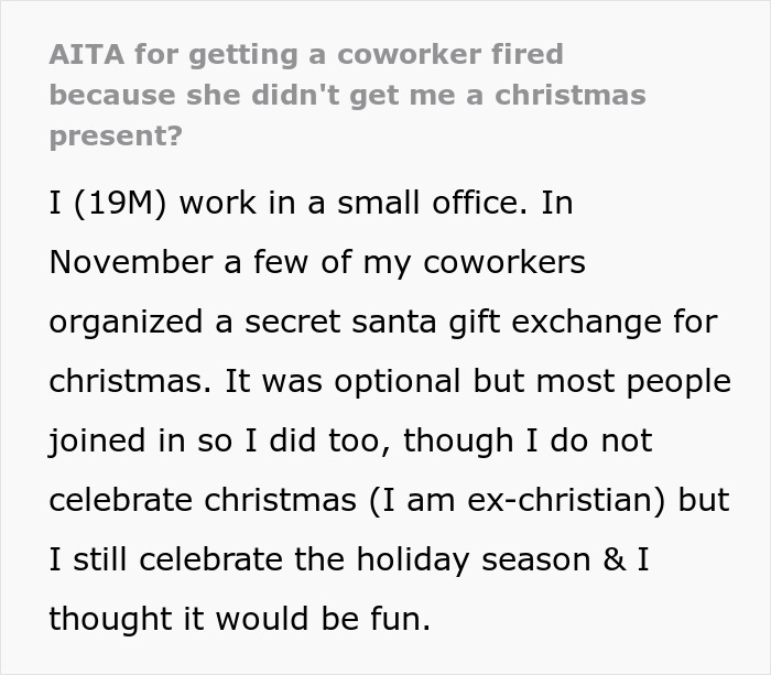 Man&rsquo;s Uncomfortable Gift Exchange With Devout Christian Ends In Worker Getting Fired