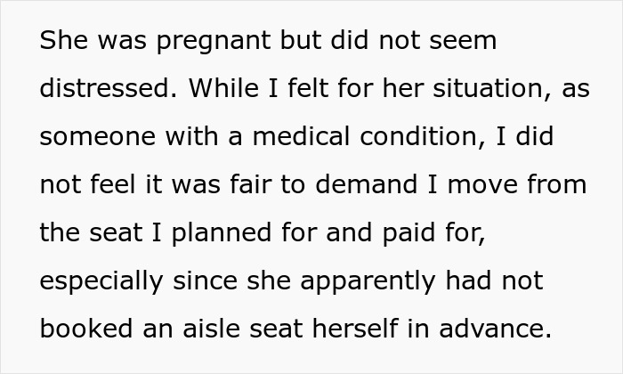 Flight Attendants Refuse To Mediate When Pregnant Woman Demands To Swap Seats, Man Says He Needs It Flight Attendants Refuse To Mediate When Pregnant Woman Demands To Swap Seats, Man Says He Needs It