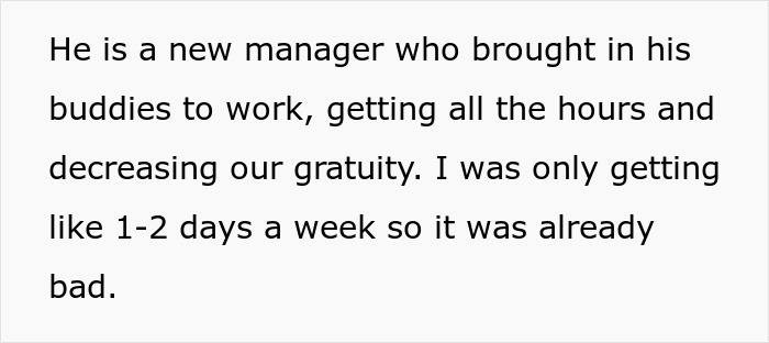 Manager Keeps Giving Work Hours To His Friends, Person Quits On X-Mas After Getting Tired Of It Manager Keeps Giving Work Hours To His Friends, Person Quits On X-Mas After Getting Tired Of It
