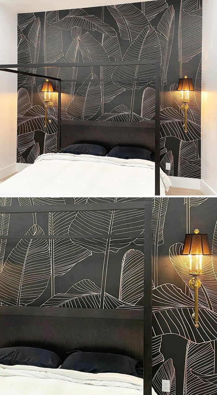 Our Splendid "Banana Leaves In Black And Bronze" Wall Mural