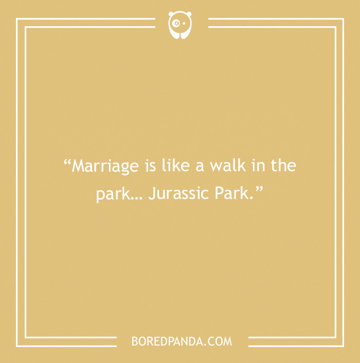 Humorous man speech joke on marriage comparing it to a walk in Jurassic Park for wedding guests and newlyweds.