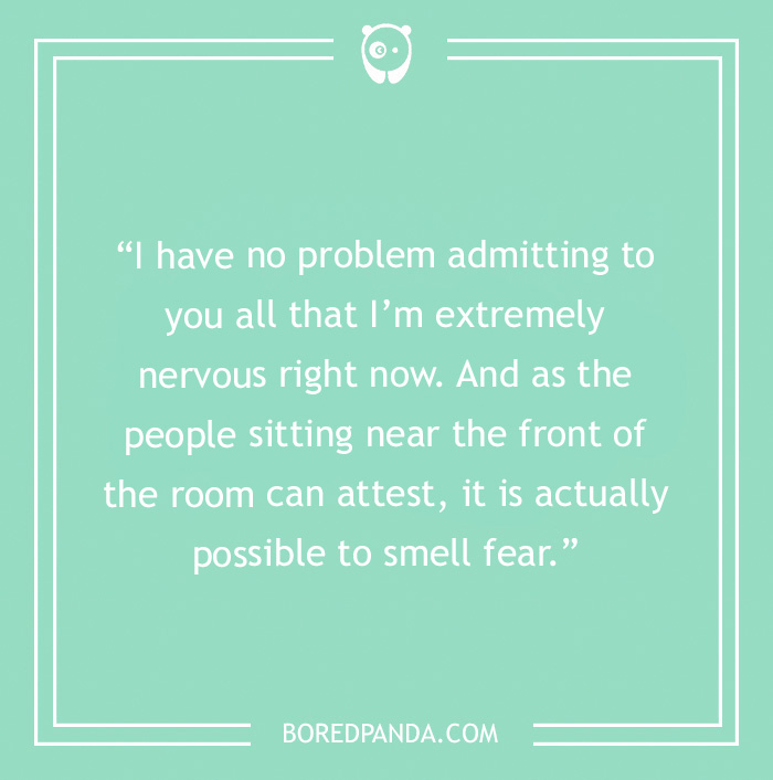 Funny best man speech joke about being nervous and the smell of fear, designed to entertain wedding guests.