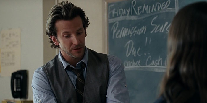 Bradley Cooper talking and listening at the same time 