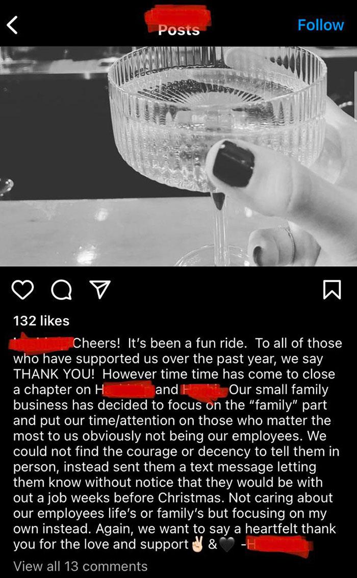 They Fired Everyone, Without Notice, By Text Messages, Weeks Before Christmas