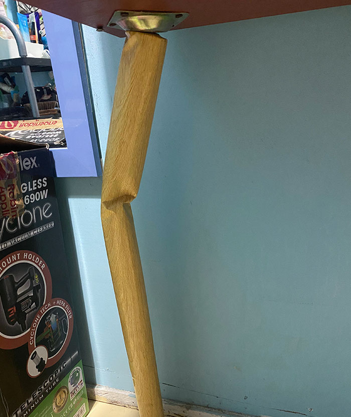 Christmas Morning And My Table’s Leg Is Bent And Falling Apart