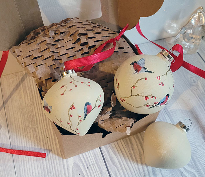 Painted A Few More Ornaments, This Time Some Tiny Bullfinches