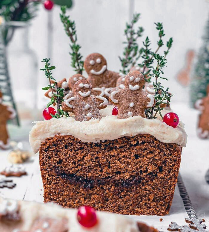 Vegan Gingerbread Loaf With Cream Cheese Frosting