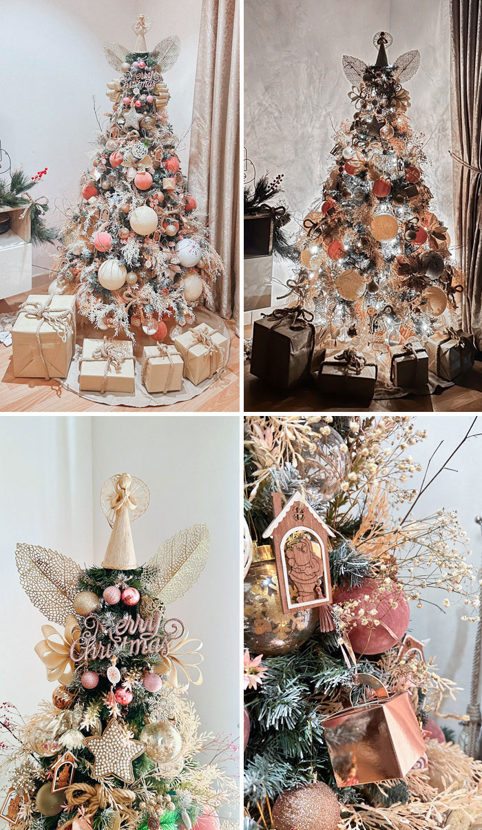 My First Christmas Tree Turned Out Just The Way I Wanted. Peachy And Rustic