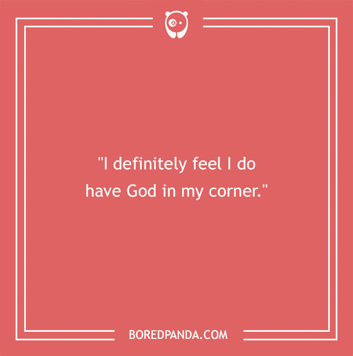 Chuck Norris quote on a red background: "I definitely feel I do have God in my corner." BoredPanda.com logo on top.