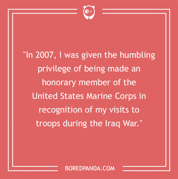 Chuck Norris quote on being an honorary US Marine Corps member for visits during Iraq War, dated 2007. - 25