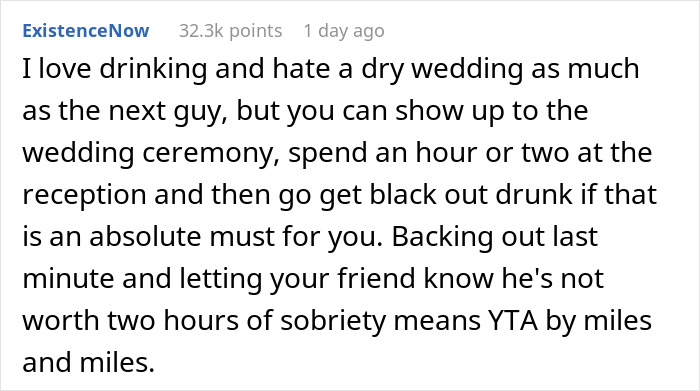 &ldquo;Am I The Jerk For Last Minute Declining To Go To A Friend&rsquo;s Dry Wedding On New Year&rsquo;s Eve?&rdquo;