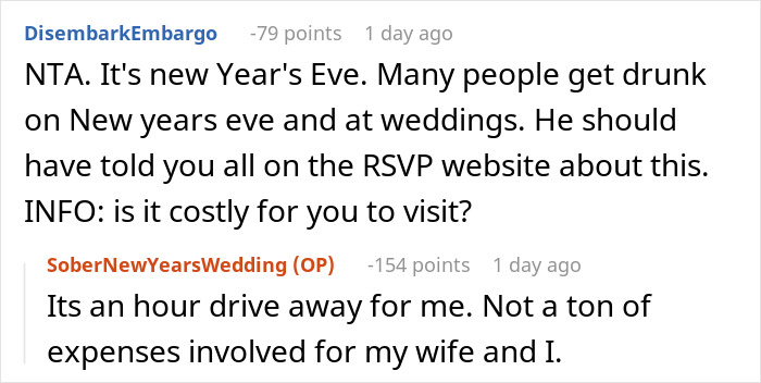 &ldquo;Am I The Jerk For Last Minute Declining To Go To A Friend&rsquo;s Dry Wedding On New Year&rsquo;s Eve?&rdquo;