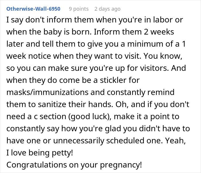 Woman Shares Her Delusional Parents Want Her To Have A C-Section So It Will Fit Their Plans