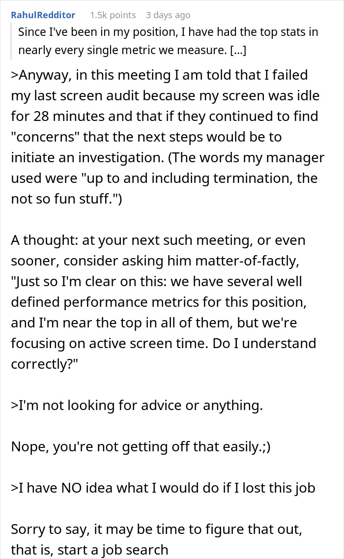 "My Screen Was Idle For 28 Minutes": Top-Performing Employee Gets Scolded By New Manager "My Screen Was Idle For 28 Minutes": Top-Performing Employee Gets Scolded By New Manager