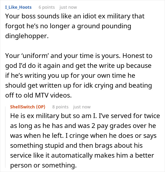 Boss Immaturely Threatens To Write Worker Up For Wearing A Sweater After Clocking Out Boss Immaturely Threatens To Write Worker Up For Wearing A Sweater After Clocking Out