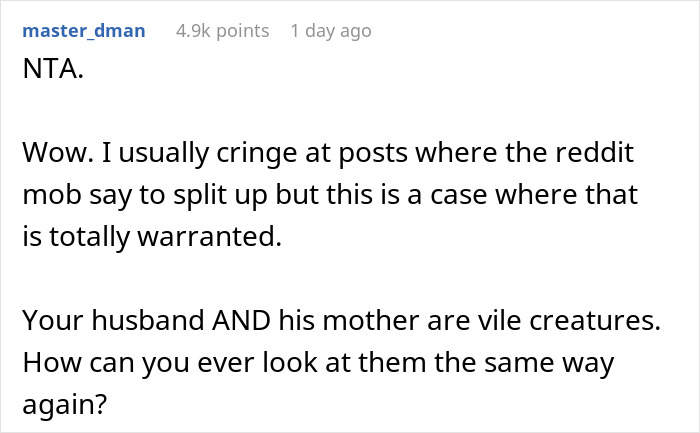 Reddit comment discussing a man freaking out over baby&rsquo;s hair color and reactions to paternity test results.