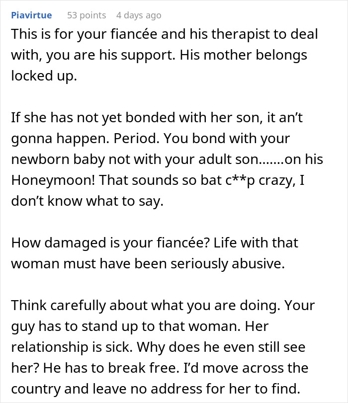 Bride-To-Be Is Forced To Tell Her Mother-In-Law Why She Can’t Come On Their Honeymoon Bride-To-Be Is Forced To Tell Her Mother-In-Law Why She Can’t Come On Their Honeymoon