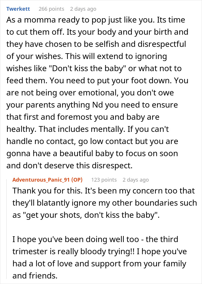 Woman Shares Her Delusional Parents Want Her To Have A C-Section So It Will Fit Their Plans