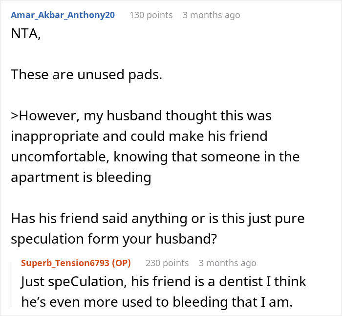 Woman Asks If It's Wrong To Leave Menstrual Pads Out Where A Male Guest Could See Them