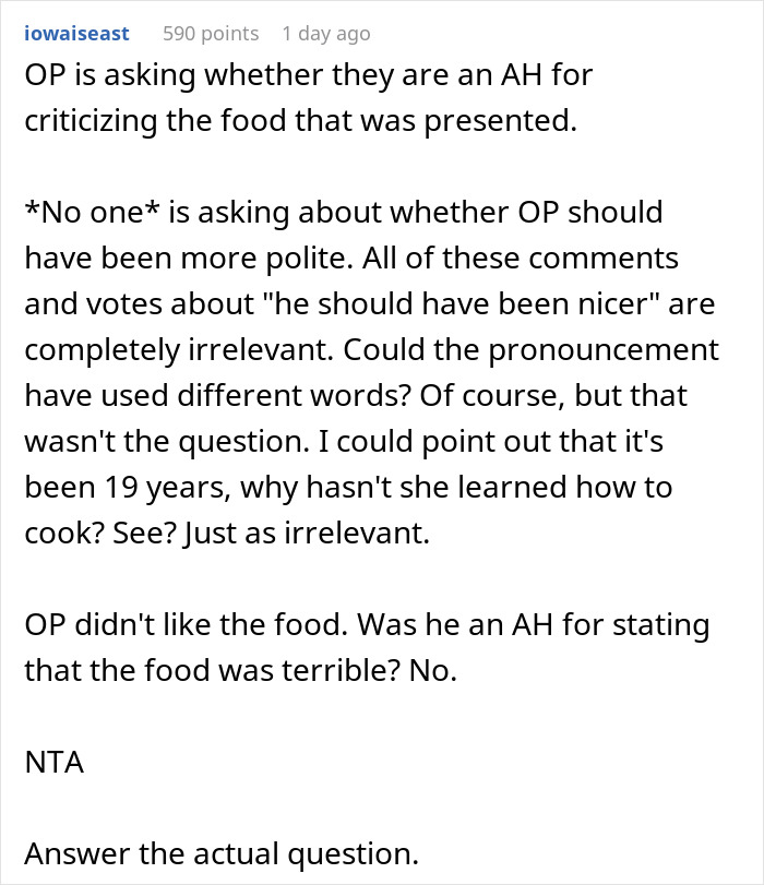 &ldquo;Borderline Gross&rdquo;: Wife Goes To Bed In Tears After Husband Mistakes Home Cooking For Takeout