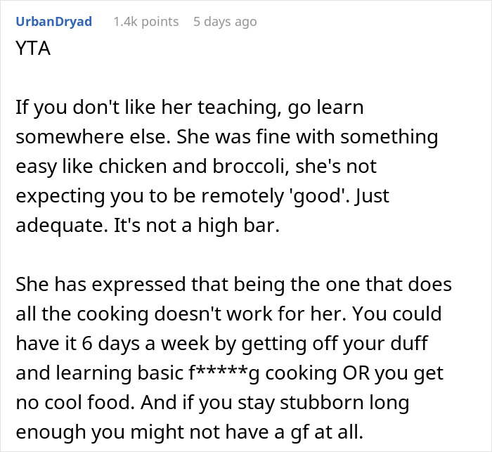 &ldquo;She's Your Girlfriend, Not Your Mommy&rdquo;: The Net Blasts Man For Demanding GF Cook For Him